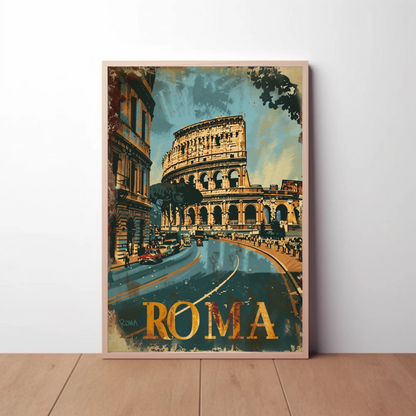 Rome Colosseum Vintage Italy Travel Poster