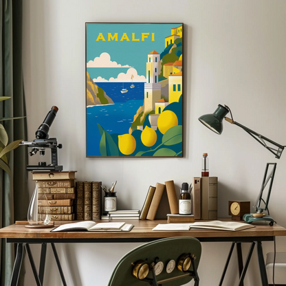 Amalfi Italy Vintage Travel Poster