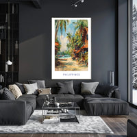 Tropical Coastal Serenity in Watercolor Travel Poster PosterGoat