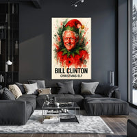 Bill Clinton Christmas Elf Holiday Political Poster