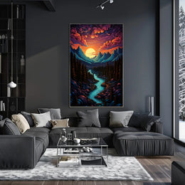 Majestic Mountain Sunset Poster PosterGoat