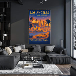 City of Dreams: Los Angeles Vintage Travel Poster
