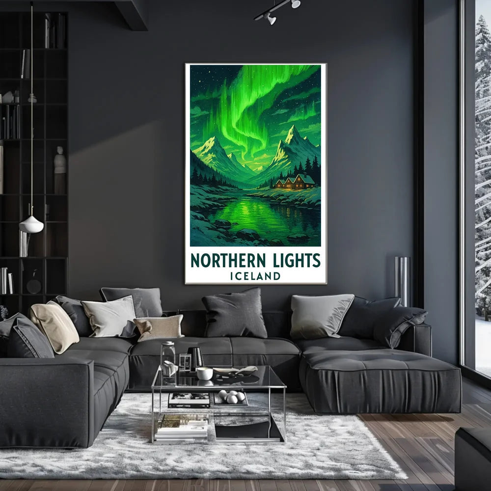 Northern Lights Over Iceland Travel Poster PosterGoat