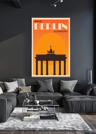 Brandenburg Gate Vintage Travel Print: Iconic Berlin Landmark Poster
