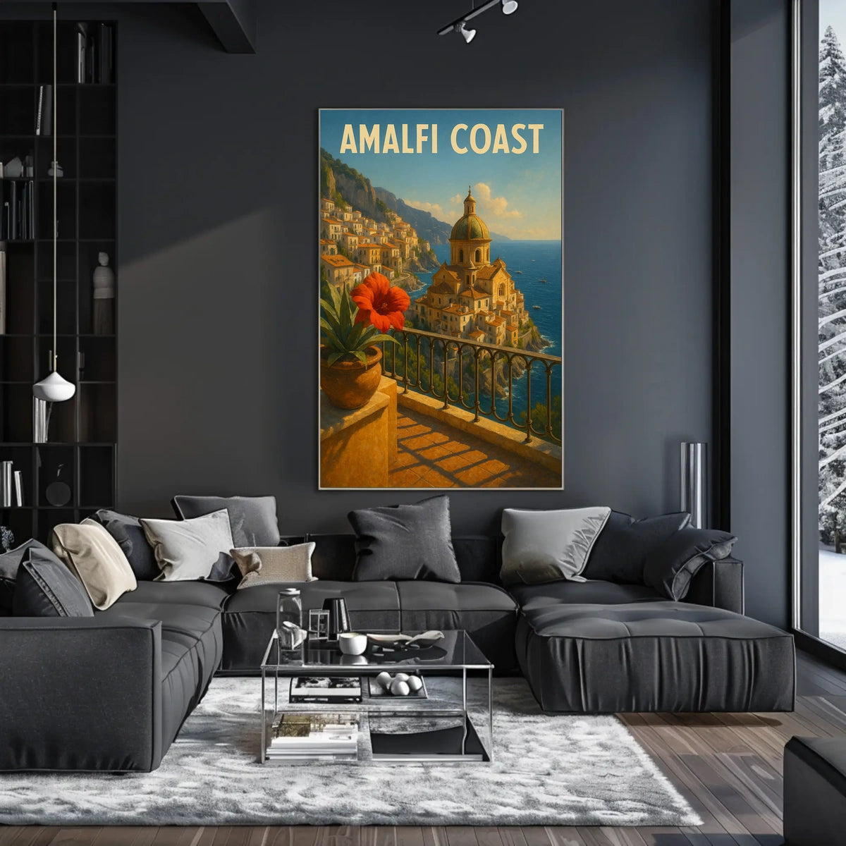 Amalfi Coast Poster Wall Art for Coastal Home Decor