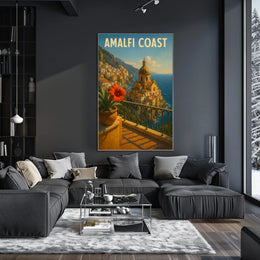 Amalfi Coast Poster Wall Art for Coastal Home Decor