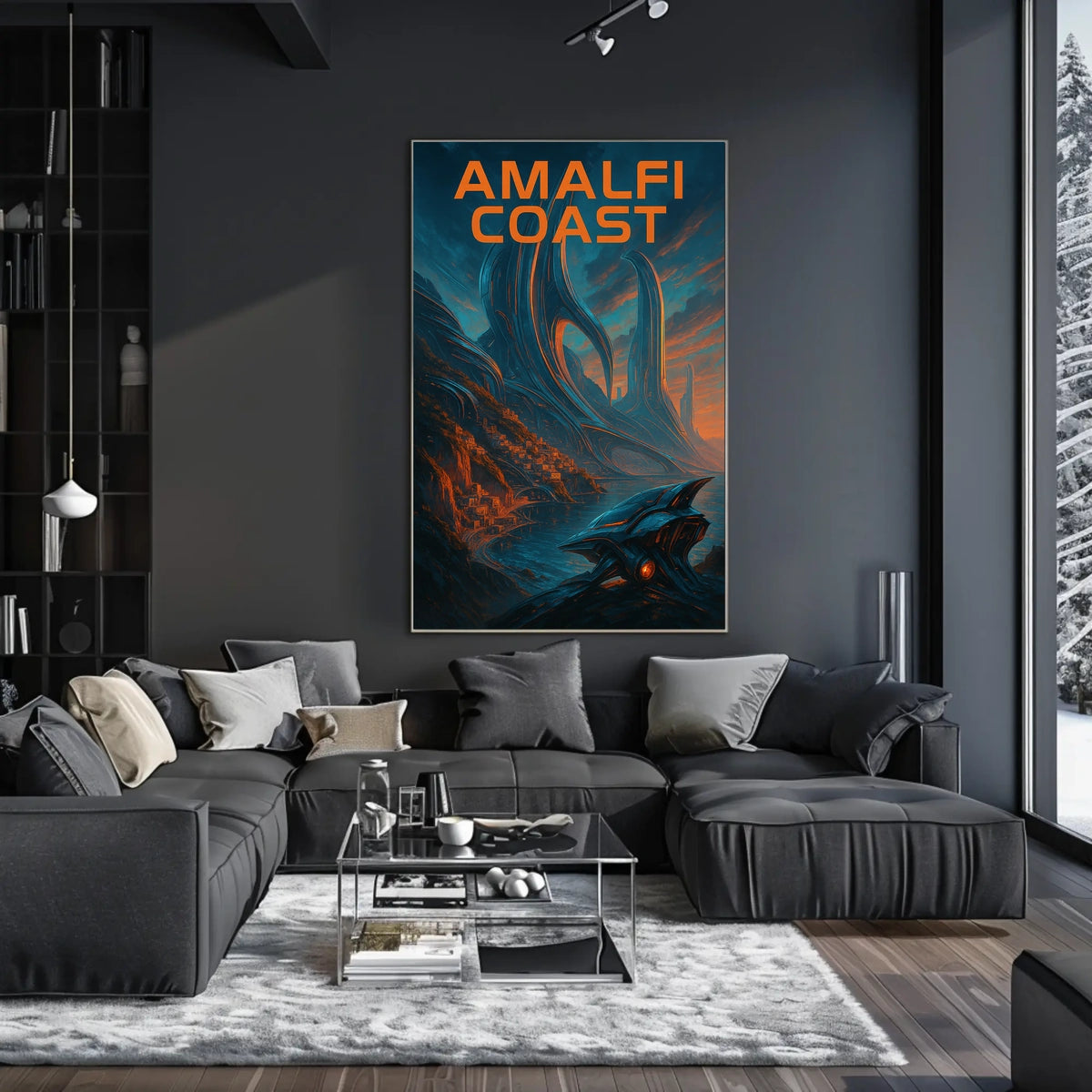 Amalfi Coast Futuristic Vision Poster 18x24 Wall Art
