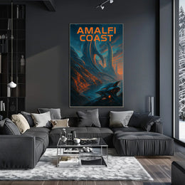 Amalfi Coast Futuristic Vision Poster 18x24 Wall Art