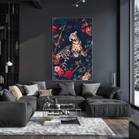 Majestic Snow Leopard with Lush Flora Animal Poster