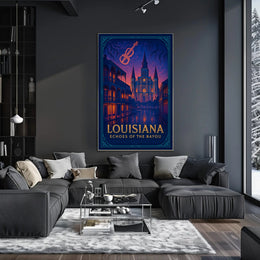 Louisiana Bayou Poster Vintage Travel Wall Art