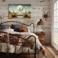 Surreal Desert Spheres Futuristic Sci-Fi Poster