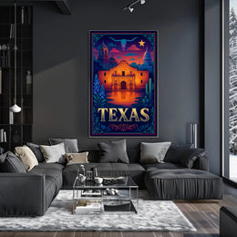 Texas Heritage Poster Vintage Travel Wall Art