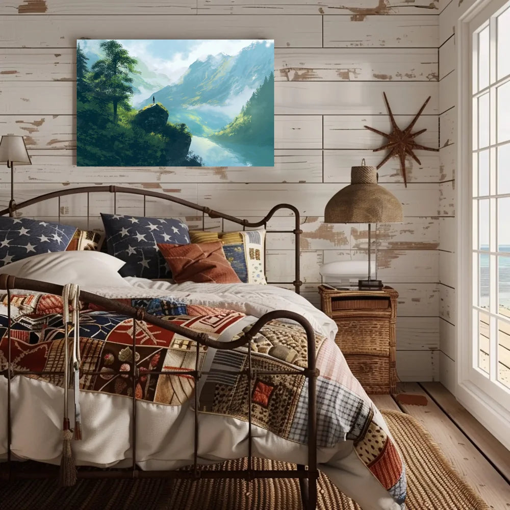 Majestic Mountain Adventure Scenic Art Poster
