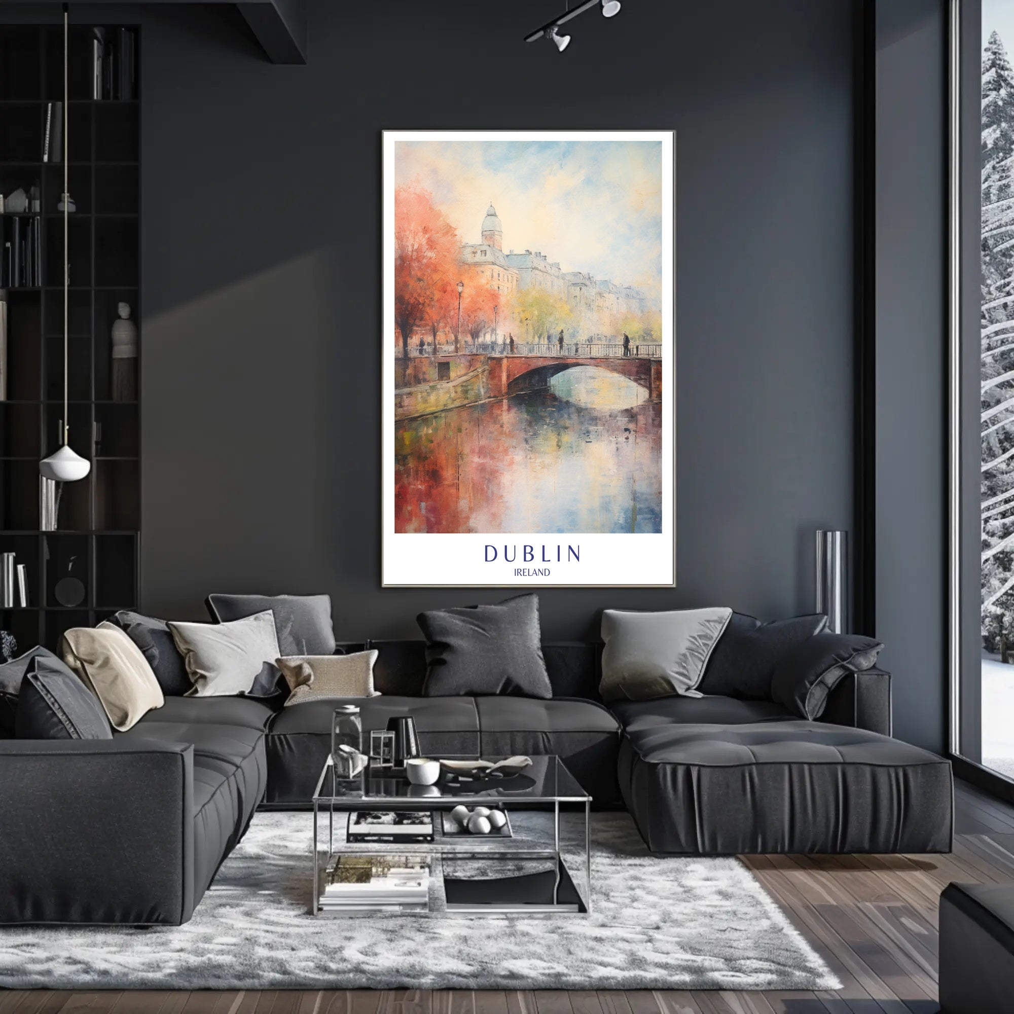 Dublin Autumn Elegance in Painterly Style Urban or Cityscape Poster PosterGoat