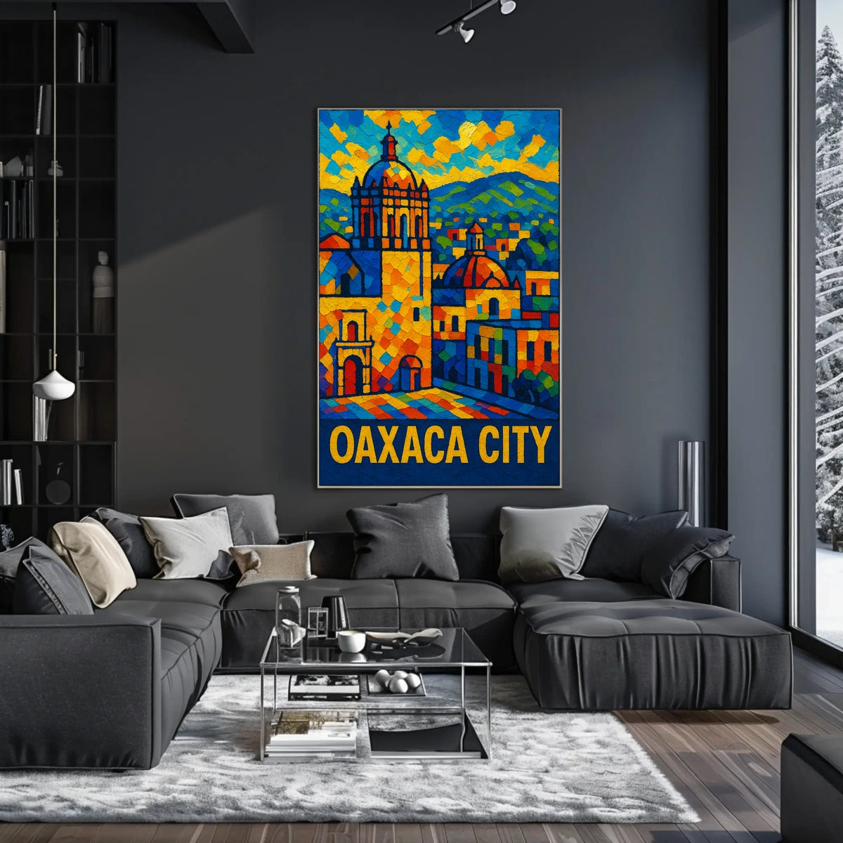 Oaxaca City Vibrant Mosaic Poster