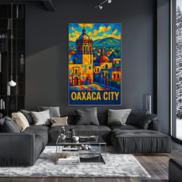 Oaxaca City Vibrant Mosaic Poster