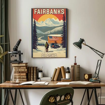 Fairbanks Alaska Scenic Wall Art Print Vintage Travel Poster