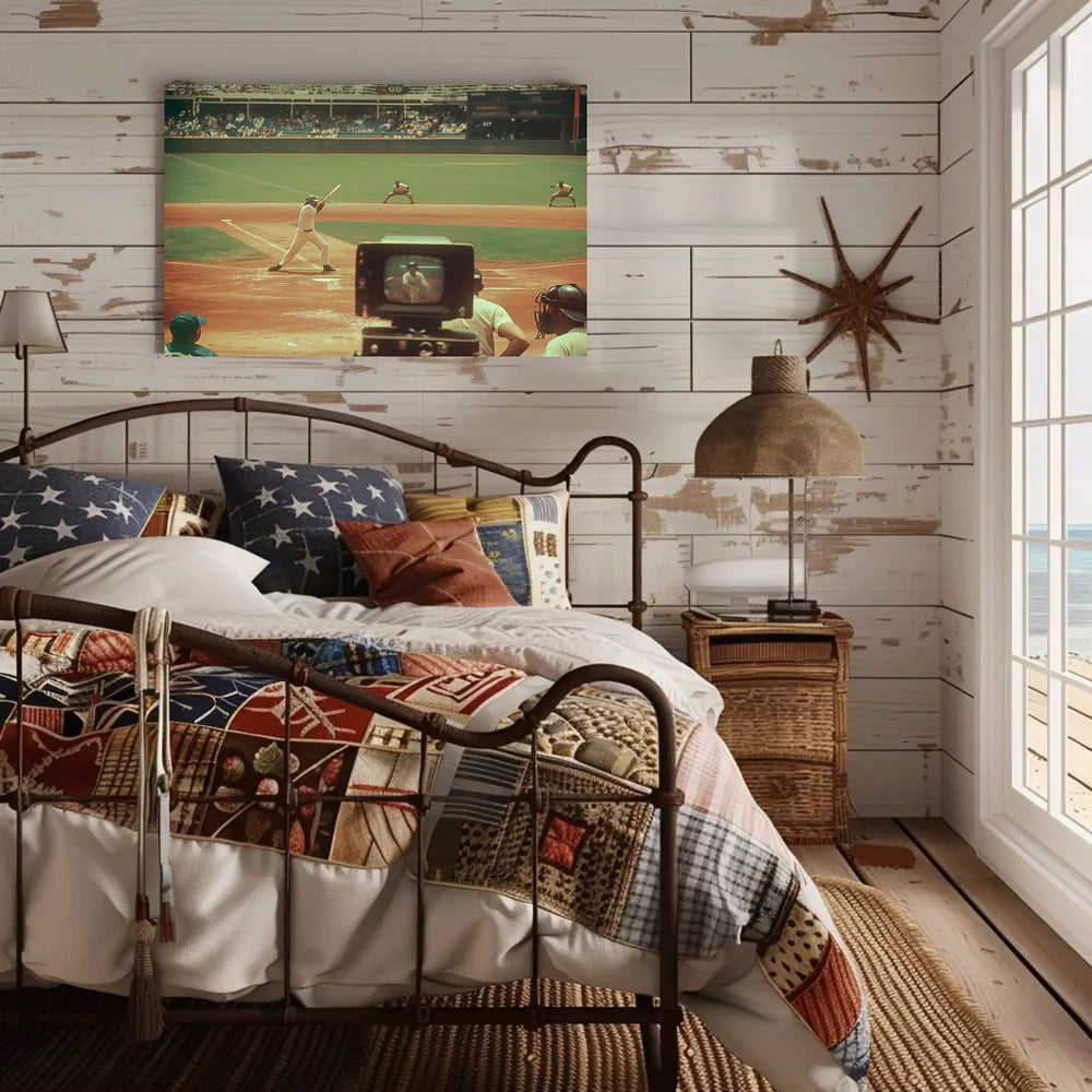 Vintage Baseball Game Nostalgia Poster Mid-Century Style