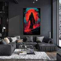 Grim Reaper Apocalyptic Landscape Poster: Vivid Graphic Art