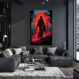 Grim Reaper Apocalyptic Landscape Poster: Vivid Graphic Art