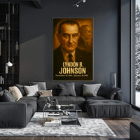 Lyndon B Johnson Presidential Poster Vintage Analog Film Aesthetic Portrait Wall Art Historical Print