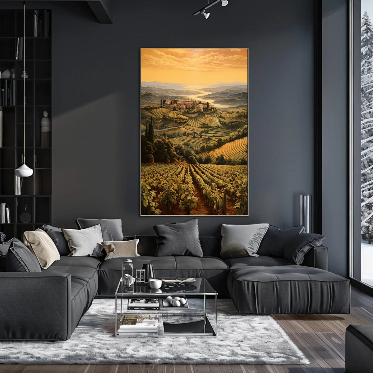 Tuscany Sunset Landscape Photorealistic Travel Poster
