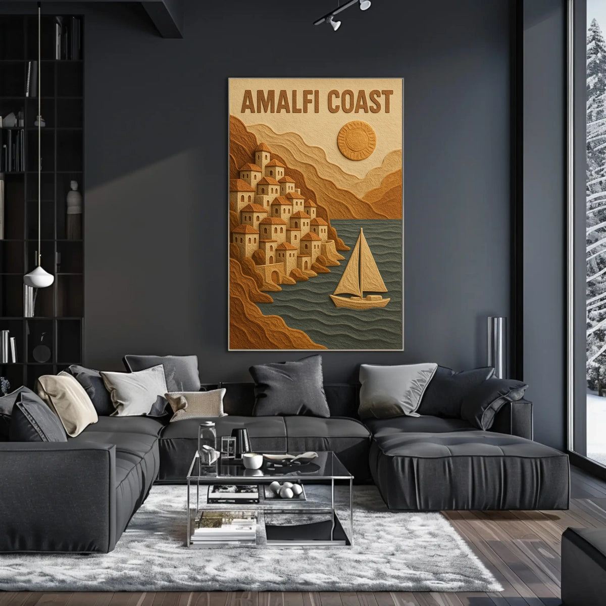 Amalfi Coast Poster Wall Art Mediterranean Coastal Decor