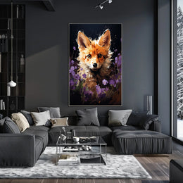 Vivid Fox in Enchanting Floral Wonderland Poster