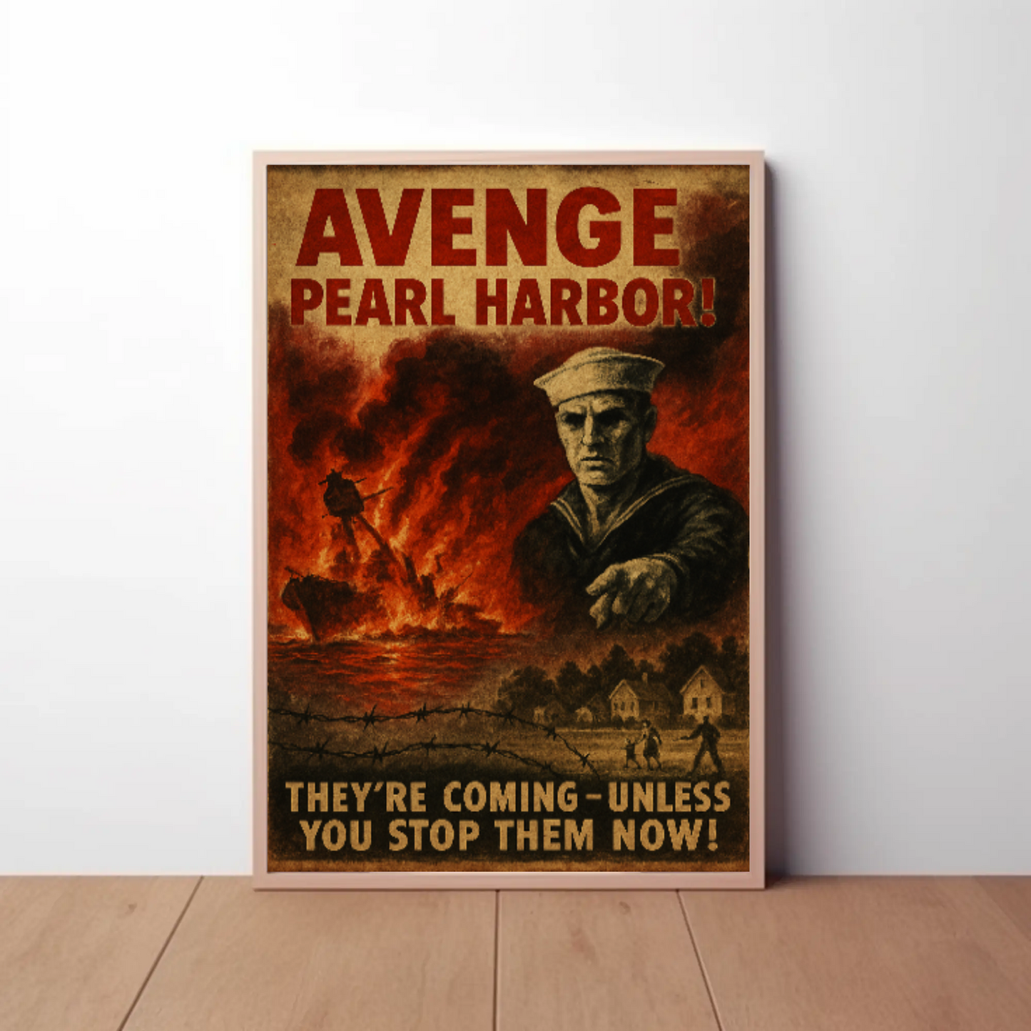 Avenge Pearl Harbor Dramatic WWII Propaganda Poster