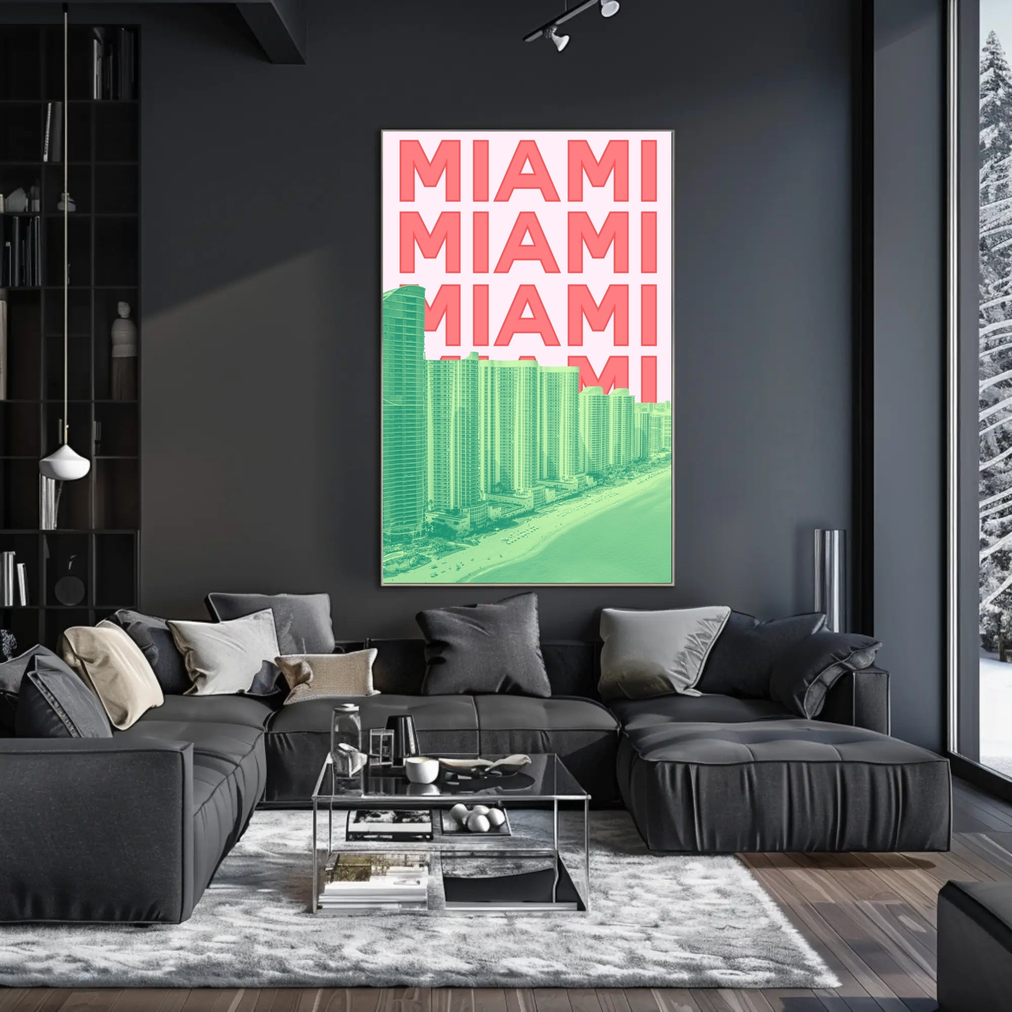 Miami Beachline with Vibrant Architecture Travel Poster PosterGoat