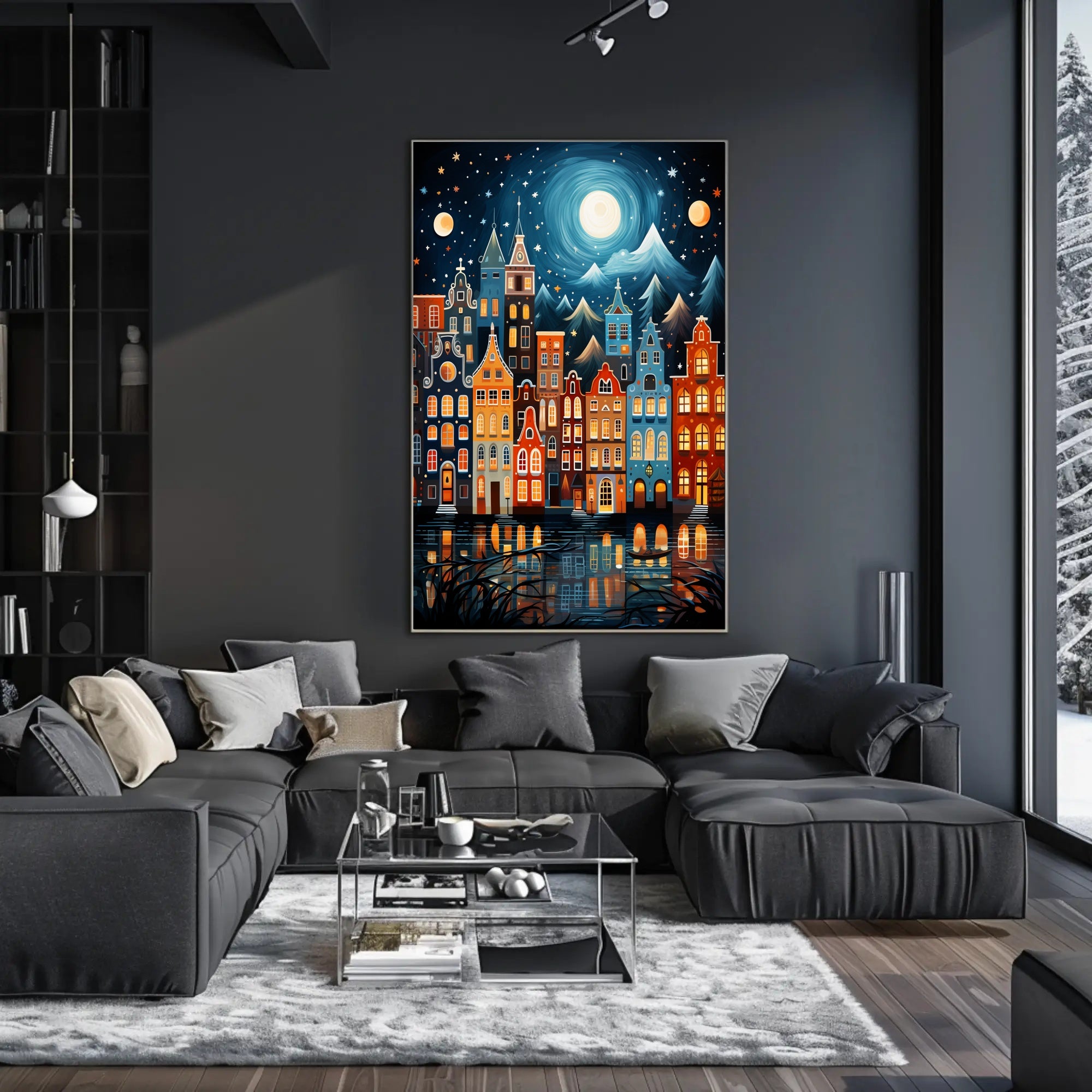 Enchanted Cityscape By Moonlight Poster