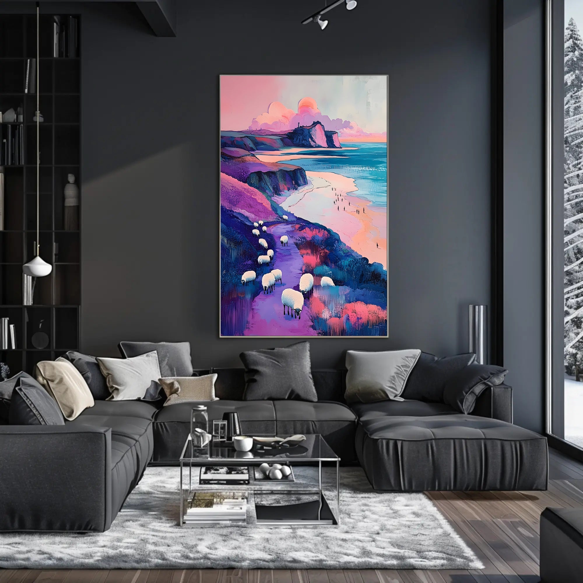 Pastel Coastline Poster Minimalist Coastal Wall Art