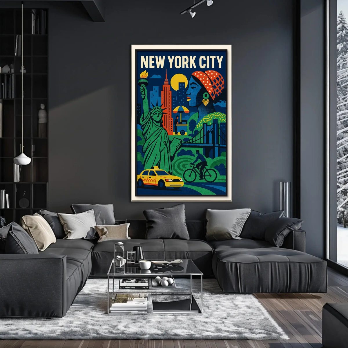 New York City Poster Abstract Travel Colorful Wall Art