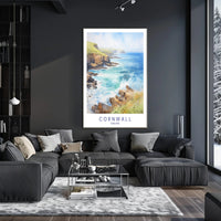 Cornwall Coastal Art: Serene Watercolor Travel Poster PosterGoat