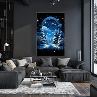 Winter Night Pathway: Enchanting Fantasy Art Poster