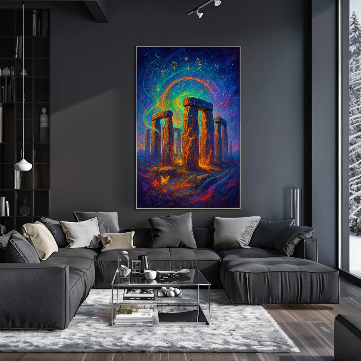 Stonehenge Cosmic Night Surreal Fantasy Art Poster