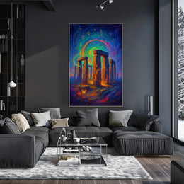 Stonehenge Cosmic Night Surreal Fantasy Art Poster
