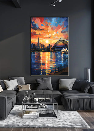 Sydney Sunset Over Iconic Landmarks Travel Poster