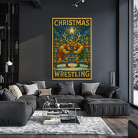 Christmas Wrestling Reindeer: A Whimsical Sports Poster