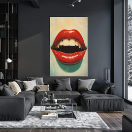 Glossy Red Lips Pop Art Glossy Lips Close-up Poster