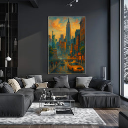 New York City Dusk Urban Scene Poster Modern Wall Art