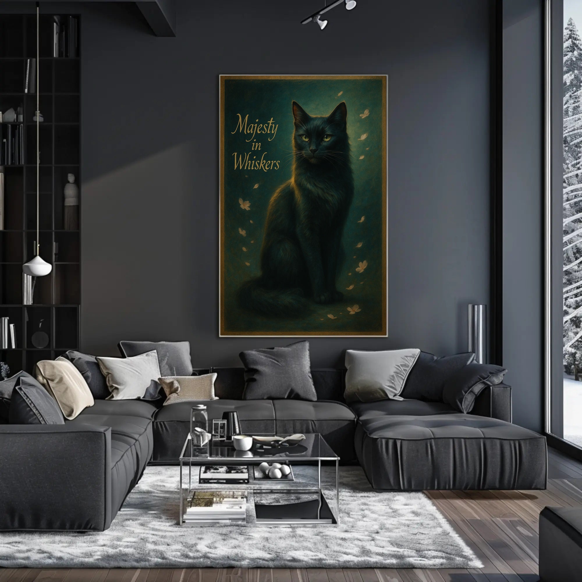 Majestic Dark-Furred Cat Animal Poster