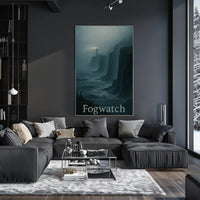 Fogwatch: Coastal Solitude Lighthouse Atmospheric Artistic Poster