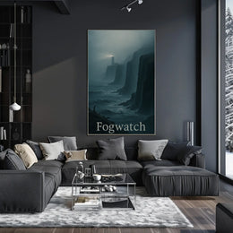 Fogwatch: Coastal Solitude Lighthouse Atmospheric Artistic Poster