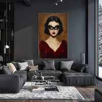 Woman in Red Dress Vintage Elegant Mysterious Poster