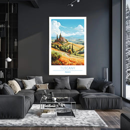 Tuscany Countryside Vintage Travel Poster: Serene Italian Landscape