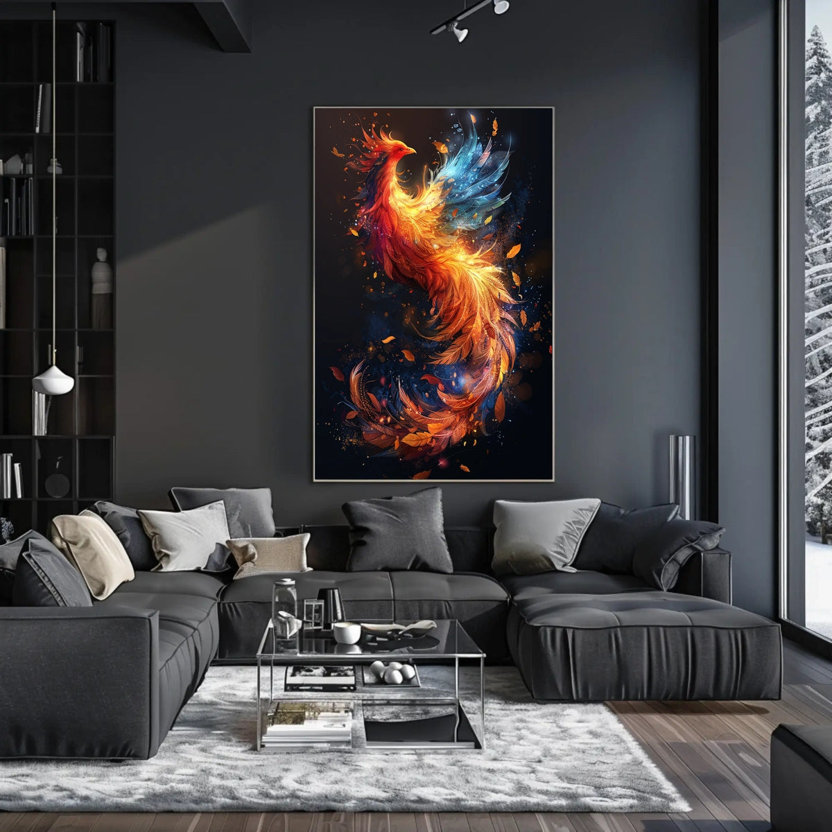 Majestic Phoenix in Flight: Mystical Art Poster