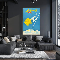 Vintage St. Moritz Travel Poster with Swiss Alps Scenery PosterGoat