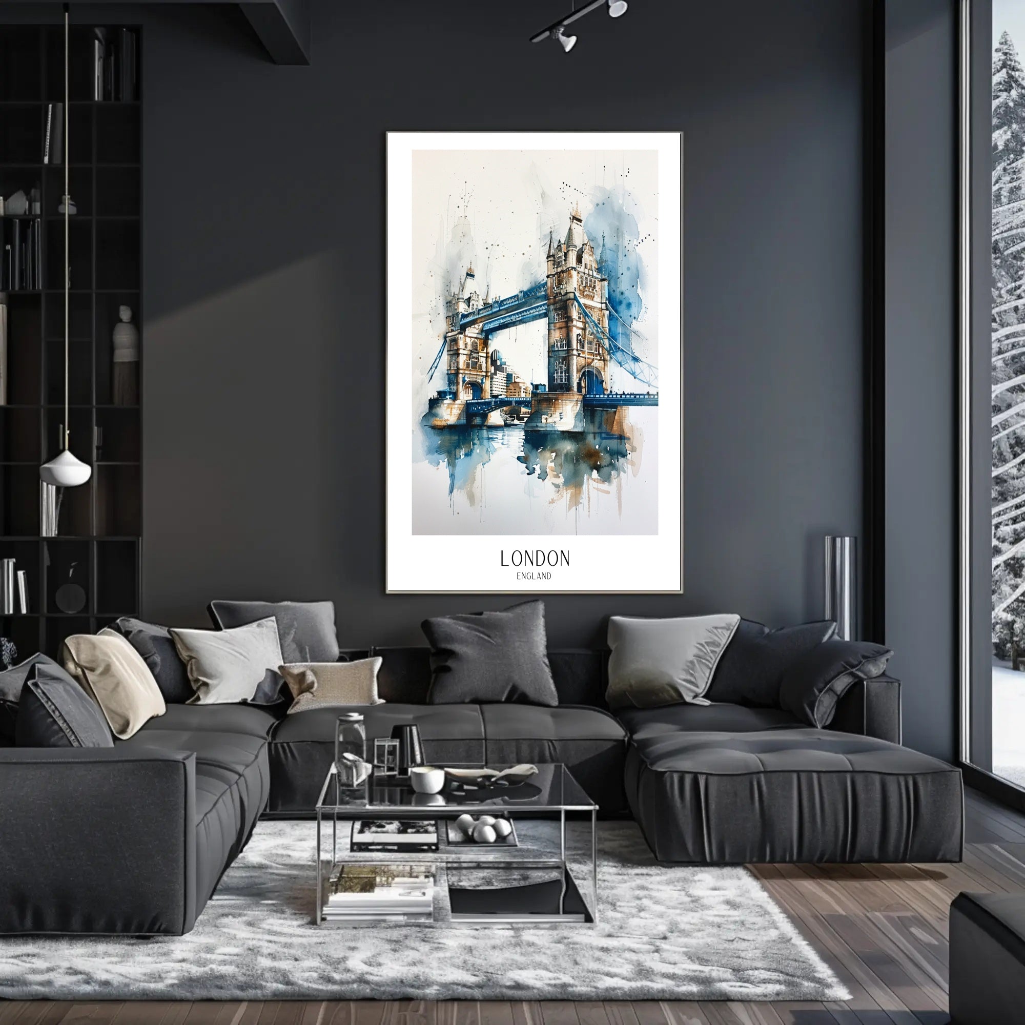 Tower Bridge Watercolor Urban Cityscape Poster PosterGoat