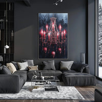Gothic Chandelier Of Skulls Poster